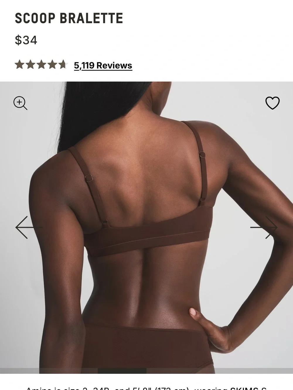 SKIMS Fits Everybody Scoop Bralette Cocoa in Medium